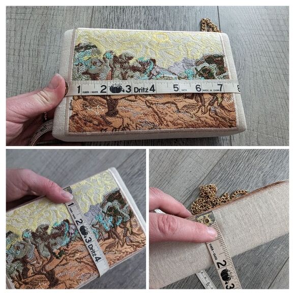 Embroidered Clutch Crossbody Purse Boho Bag Olive Trees by Van Gogh Handcrafted - Picture 6 of 12